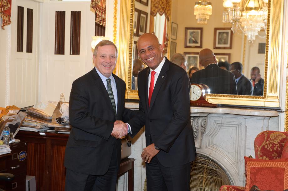 U.S. Senator Dick Durbin (D-IL) met with President of Haiti Michel Martelly. President Martelly was in Washington, D.C. meeting with members of the Senate's Foreign Relations Commitee.